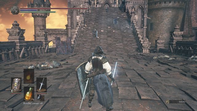 Ciężko rozdzielić rycerz - poczekaj, aż zejdą oni na dół lub omiń ich i szybko biegnij w stronę windy. - Wielkie Archiwa - dachy | Opis przejścia Dark Souls 3 - Dark Souls III - opis przejścia i sekrety