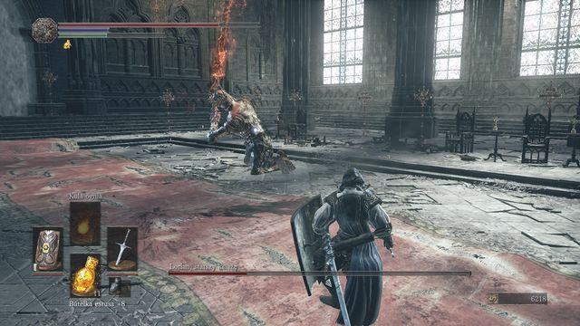 Pozycja, w której Starszy książę przygotowuje się do wypuszczenia płomieni. Odsuń się na bezpieczną odległość. - Lothric i Lorian | Bossowie w Dark Souls 3 - Dark Souls III - opis przejścia i sekrety