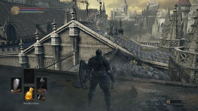 Kawałek dalej, w miejscu pokazanym na screenie, jeden z modlących się po zbliżeniu zacznie transformację w znanego już, podobnego do pierwszego bossa, przeciwnika - Wysoka Ściana Lothric - od ogniska Wieża na ścianie | Opis przejścia - Dark Souls III - opis przejścia i sekrety