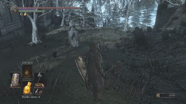 Uważaj na niewidzialnych przeciwników schowanych pomiędzy drzewami. - Irithyll w Mroźnej Dolinie - od Kościoła Yorshki | Opis przejścia Dark Souls 3 - Dark Souls III - opis przejścia i sekrety