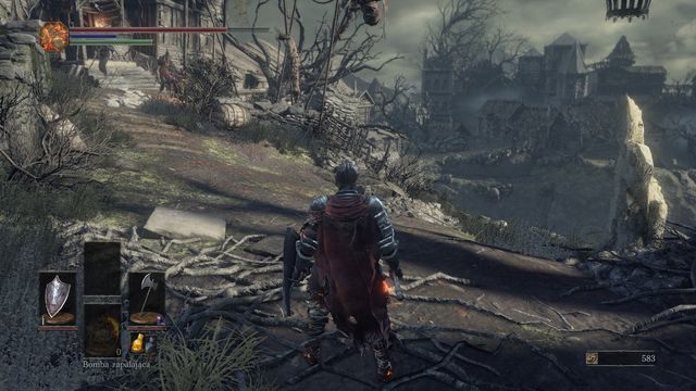 Kieruj się do domku po lewej, z którego wyjdzie dwóch przeciwników. - Osada Nieumarłych - Początek | Opis przejścia Dark Souls 3 - Dark Souls III - opis przejścia i sekrety
