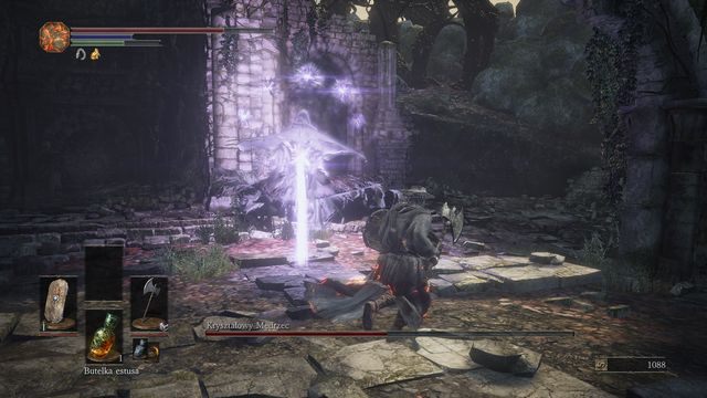 Kule nad głową Kryształowego Mędrca oznaczają przygotowanie do ataku. - Kryształowy Mędrzec | Bossowie w Dark Souls 3 - Dark Souls III - opis przejścia i sekrety