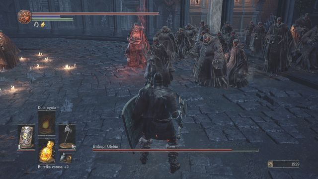 Obiegaj przeciwników, a w przypadku łatwego dostępu do czerwonego biskupa od razu podbiegaj i zabijaj go. - Biskupi Głębin | Bossowie w Dark Souls 3 - Dark Souls III - opis przejścia i sekrety