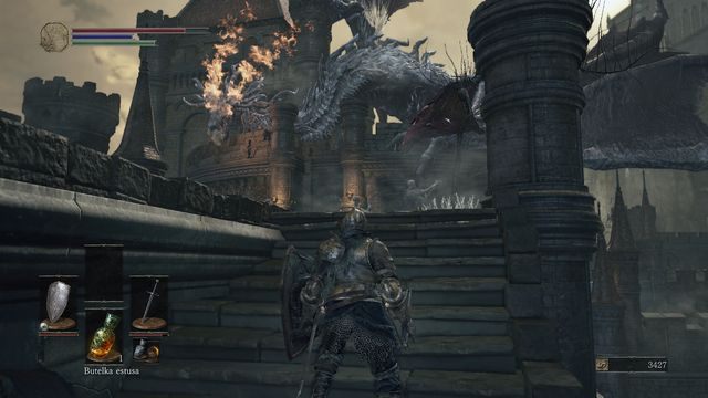 Podbiegnij na górę, a następnie cofnij się - smok podpali grupę wrogów. - Wysoka Ściana Lothric | Opis przejścia Dark Souls 3 - Dark Souls III - opis przejścia i sekrety