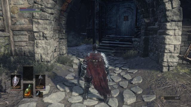 Wejście do budynku. - Osada Nieumarłych - od dużego placu, droga na wprost | Opis przejścia - Dark Souls III - opis przejścia i sekrety