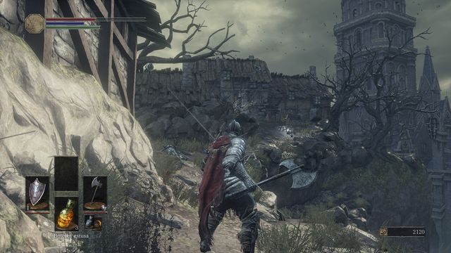 Tam uważaj na pierwszego przeciwnika, który wyskoczy z lewej strony - Osada Nieumarłych - od dużego placu, droga w prawo przez most | Opis przejścia - Dark Souls III - opis przejścia i sekrety