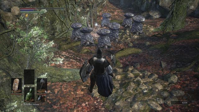 Uważaj na niewinnie wyglądające stworki, które spowodują zatrucie, gdy pozostaniesz w ich towarzystwie zbyt długo. - Ofiarna Droga - bagno | Opis przejścia Dark Souls 3 - Dark Souls III - opis przejścia i sekrety