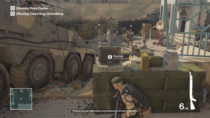 Działko zabije również cywilów - zastanów się, czy chcesz stracić w ten sposób punkty za całoksztakt wykonania misji. - Hitman: Zamordowanie obu celów naraz, Marrakesz - Złota klatka | Solucja - Hitman - poradnik do gry