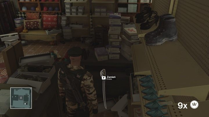 Szabla na zapleczu sklepu z butami - drugą odnajdziesz w gabinecie Zaydana. - Hitman: Ważne przedmioty, Marrakesz - Złota klatka | Solucja - Hitman - poradnik do gry