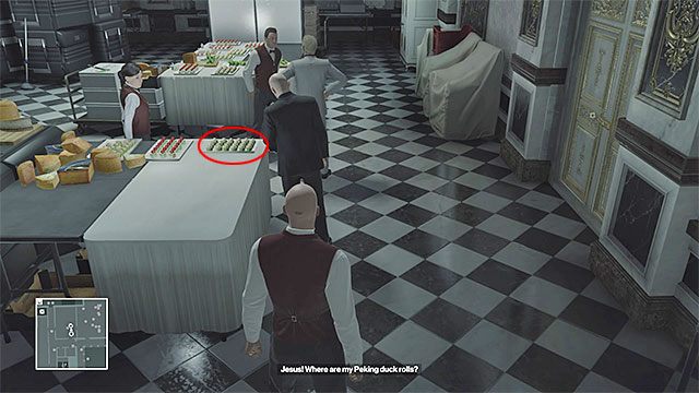 Novikov co pewien czas zjawia się w pomieszczeniu cateringu żeby ponarzekać na swoich podwładnych - Hitman: Zamordowanie Viktora i Dalii, Paryż - The Showstopper | Solucja - Hitman - poradnik do gry