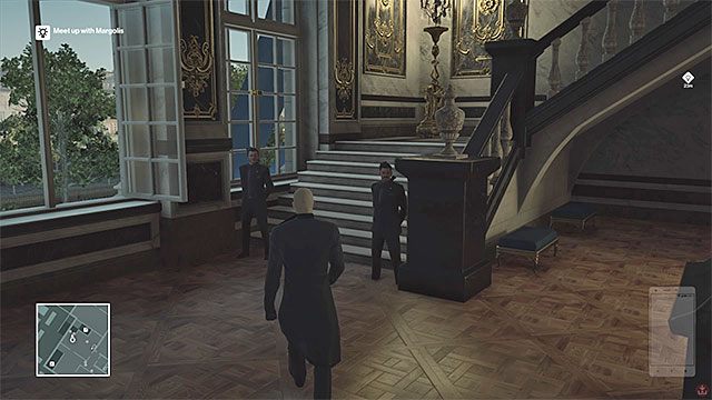 Kruger nie zostanie przeszukany przez ochroniarzy pilnujących schodów na trzecie piętro - Hitman: Zamordowanie Dalii Margolis, Paryż - The Showstopper | Solucja - Hitman - poradnik do gry