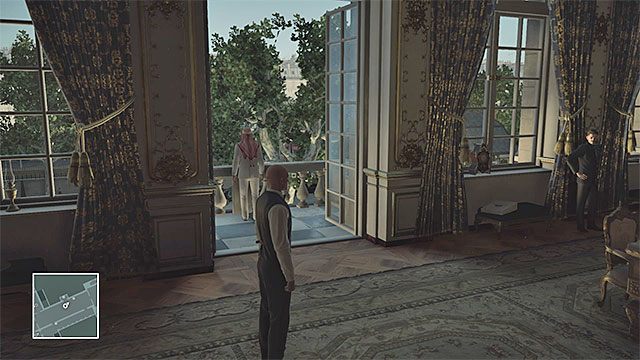 Możesz skradać się (jeśli nie masz przebrania) lub od razu zbliżyć się do szejka i jego ochroniarza (jeśli masz przebranie) - Hitman: Zamordowanie Dalii Margolis, Paryż - The Showstopper | Solucja - Hitman - poradnik do gry