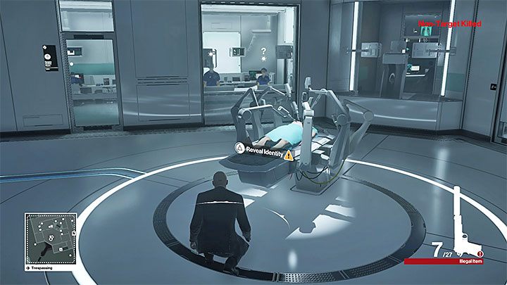 Wkrocz na salę operacyjną (M8,30) i SZYBKO ustaw się w miejscu z powyższego obrazka - Zamordowanie Ericha Sodersa | Hokkaido - Situs Inversus | Solucja Hitman - Hitman - poradnik do gry