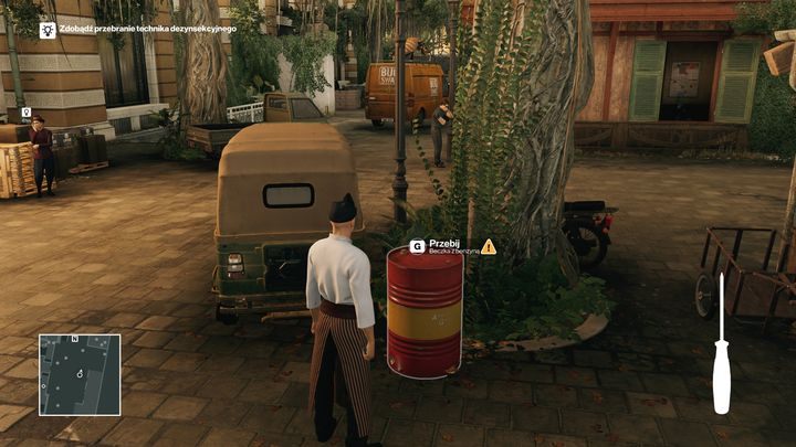 Przebij beczkę śrubokrętem, gdy dozorca pójdzie po Morgana. - Zamordowanie Kena Morgana | Bangkok - Klub 27 | Solucja Hitman - Hitman - poradnik do gry