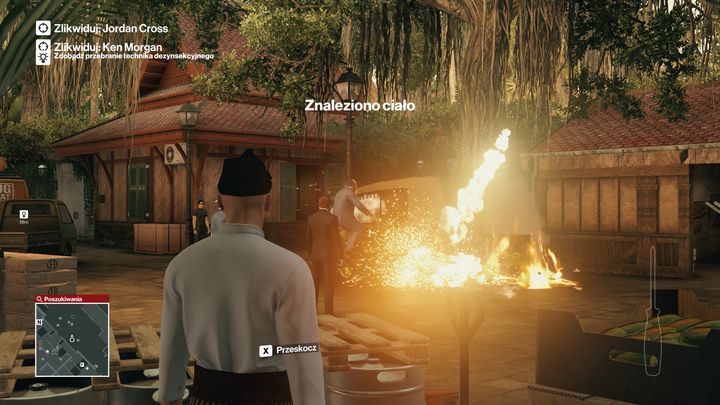 Iskry ze starego silnika wywołają zapłon rozlanej benzyny i efekciarski wybuch. - Zamordowanie Kena Morgana | Bangkok - Klub 27 | Solucja Hitman - Hitman - poradnik do gry