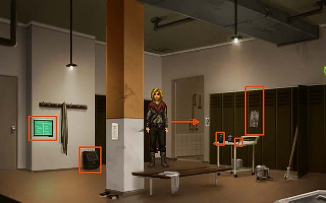 Na koniec ze stojącego przy szafkach wózka sprzątaczki (kliknij go, a pojawi się zbliżenie) weź szmatę i butelkę z płynem do mycia podłóg (po kliknięciu go w ekwipunku PPM Amy przeczyta opis na etykiecie, z którego wynika, że nie powinien być przechowywany w temperaturze powyżej 30 stopni Celsjusza) - Dostań się do gabinetu lekarza | Akt pierwszy | Shardlight - Shardlight - poradnik do gry