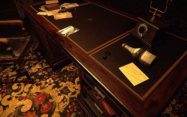 Udaj się więc na piętro i wejdź do pokoju zlokalizowanego po lewej - tam na biurku znajdziesz leżący klucz - Prolog | Opis przejścia Layers of Fear - Layers of Fear - poradnik do gry