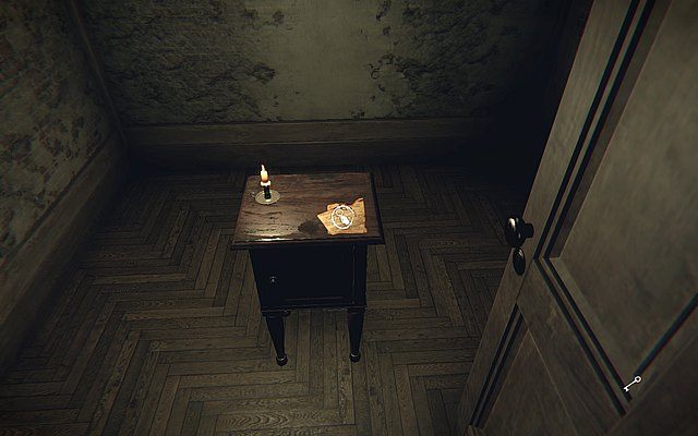 Wejdź do pokoju naprzeciwko - tam na stoliku leży kolejne echo z przeszłości - Krok 2 - Farba | Opis przejścia Layers of Fear - Layers of Fear - poradnik do gry