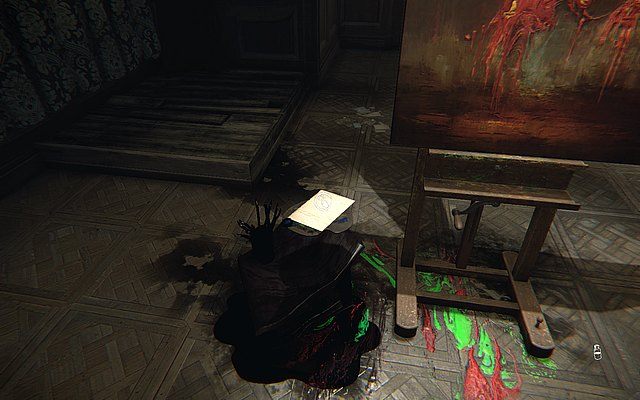 Wyjdź przez nie i skieruj się do kolejnego pomieszczenia - Krok 2 - Farba | Opis przejścia Layers of Fear - Layers of Fear - poradnik do gry