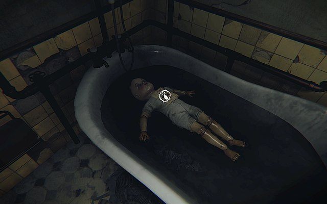 Popatrz przez chwilę na wannę - po chwili wynurzy się z niej lalka dziecka - Krok 3 - Podkład | Opis przejścia Layers of Fear - Layers of Fear - poradnik do gry