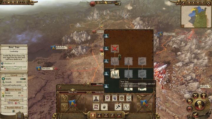 Namioty Szefa zwiększą poziom posłuszeństwa I zmniejszą spaczenie. - Kampania - opis przejścia i porady | Zielonoskórzy | Total War Warhammer - Total War: Warhammer - poradnik do gry