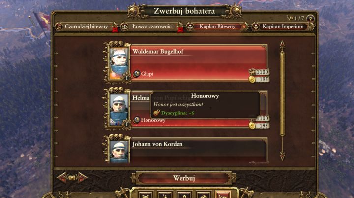 Ekran najmowania bohatera. - Bohaterowie i ich rekrutacja | Bohaterowie | Total War Warhammer - Total War: Warhammer - poradnik do gry