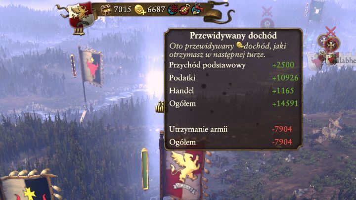 Koszty utrzymania wojsk sprawdzić można najeżdżając na ikonkę monety u góry ekranu. - Wielkość wojska i uzupełnianie strat | Wojsko | Total War Warhammer - Total War: Warhammer - poradnik do gry