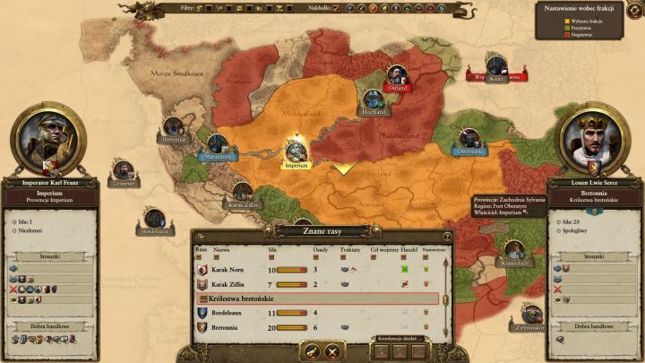 Tereny czerwone są wrogo nastawione do twojej frakcji. - Przygotowania do wojny | Porady na dobry początek do Total War Warhammer - Total War: Warhammer - poradnik do gry