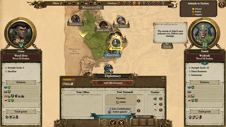 Trochę czasu minie nim odblokujesz opcję konfederacji. - Kampania - porady | Leśne elfy | Total War Warhammer - Total War: Warhammer - poradnik do gry