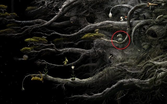 Za pośrednictwem papugi zaznaczonej na obrazku możesz zdobyć kolejną pamiątkę dźwiękową - Uwolnij pszczołę | Wielka Kłoda Samorost 3 - Samorost 3 - poradnik do gry