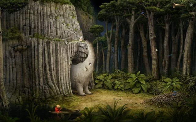 Z wdzięczności zwierzak będzie pomagał ci dostać się na półkę skalną lub na ziemię za każdym razem gdy będziesz tego potrzebował - Wejdź do wieży | Planeta mnichów Samorost 3 - Samorost 3 - poradnik do gry