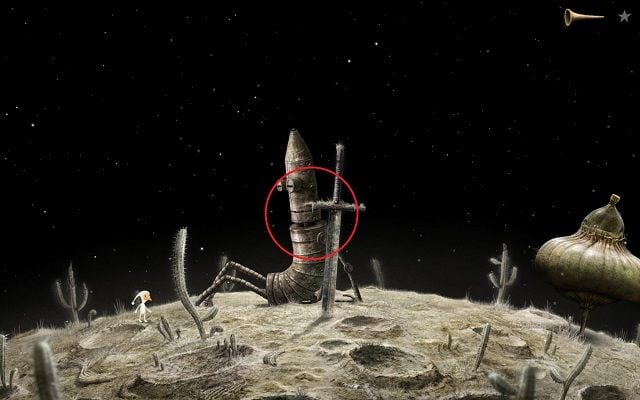 Korzystając z magii kamienia, metalowy rycerz ożyje - Pokonaj hydrę | Planeta mnichów Samorost 3 - Samorost 3 - poradnik do gry