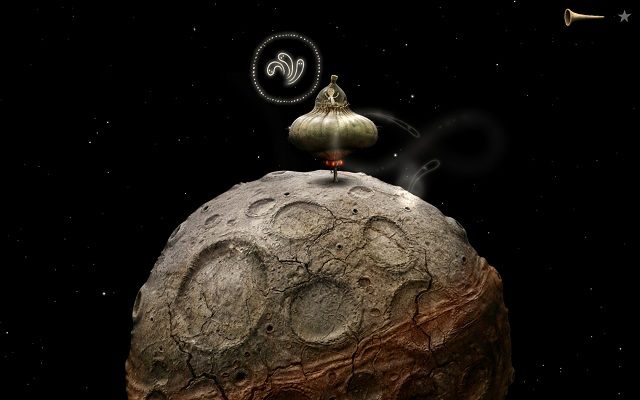 Tuż po lądowaniu zobaczysz radosne duszki latające wokół księżyca - Wróć do domu | Epilog Samorost 3 - Samorost 3 - poradnik do gry