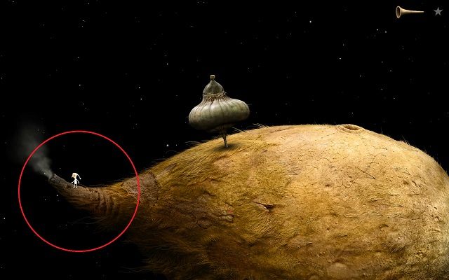 Interakcja za pomocą klucza sprawiła, że ogon komety podniósł się i jednocześnie zmienił trajektorię lotu całego obiektu - Zmień trasę Włochatej Komety | Włochata Planeta Samorost 3 - Samorost 3 - poradnik do gry