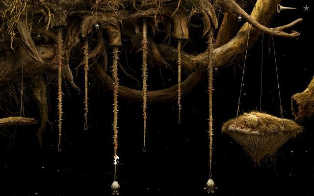 Odpowiednie dociążenie liany nietoperzem umożliwi przejście na kolejną lianę - Napełnij naczynie | Włochata Planeta Samorost 3 - Samorost 3 - poradnik do gry