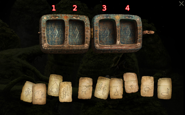 Miejsca w pudełku oznaczone będą kolejno numerami jak na powyższym obrazku - Zagadka Grzybiarza | Planeta Dom Samorost 3 - Samorost 3 - poradnik do gry