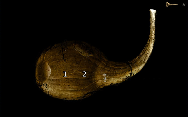 Poprawna kolejność poruszania czułkami (zdjęcie powyżej) 1, 2, 2, 1, 1, 2 - Dziurka od klucza | Włochata Kometa Samorost 3 - Samorost 3 - poradnik do gry