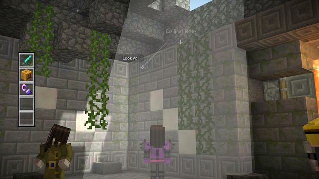 Po rozmowie z towarzyszami, podejdź do widocznego na obrakzu miejsca i popatrz w górę - Rozdział 3 | Epizod 5 - Order Up! | Minecraft Story Mode - Minecraft: Story Mode - poradnik do gry