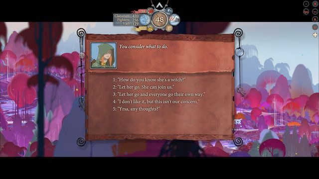 W trakcie podróży po lesie możesz napotkać przywiązaną do drzewa czarownicę - Droga do Old Wood | Rozdział 12 | The Banner Saga 2 - The Banner Saga 2 - poradnik do gry