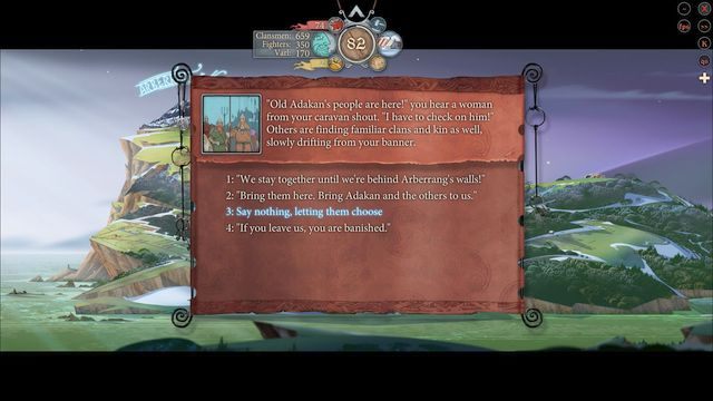 Jeszcze przed wejściem do Arberrang będziesz musiał podjąć ważną dezycję odnośnie karawany - Droga do Arberrang | Rozdział 14 | The Banner Saga 2 - The Banner Saga 2 - poradnik do gry