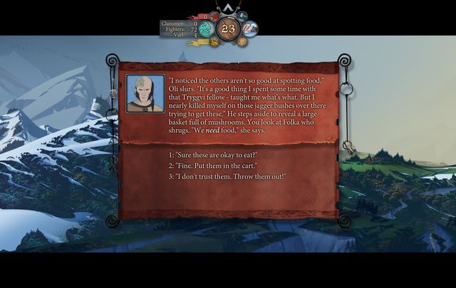 Nie masz powodów, by nie ufać Oliemu - weź znalezione przez niego grzyby - Droga do Bindal | Rozdział 9 / Chapter 9 | The Banner Saga 2 - The Banner Saga 2 - poradnik do gry