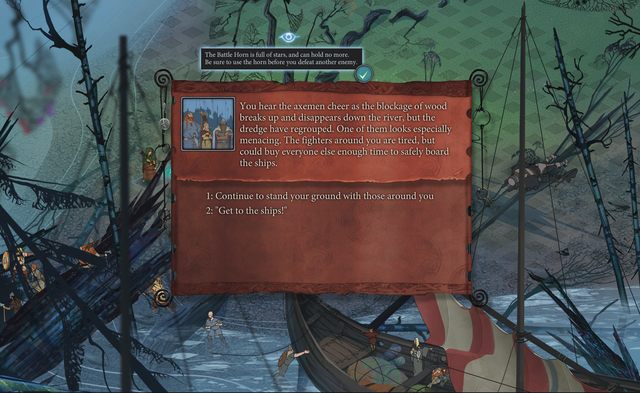 Warto odeprzeć jeszcze jeden atak, jeśli czujesz się na siłach, by zarobić trochę sławy - Podróż do Ormsdalr | Rozdział 8 / Chapter 8 | The Banner Saga 2 - The Banner Saga 2 - poradnik do gry