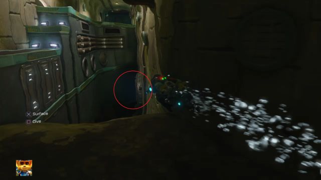 Zaznaczony na czerwono tunel prowadzący do śrubki. - Ratchet & Clank: Złote Śrubki/Gold Bolt - lista, wszystkie śrubki - Ratchet & Clank - poradnik do gry