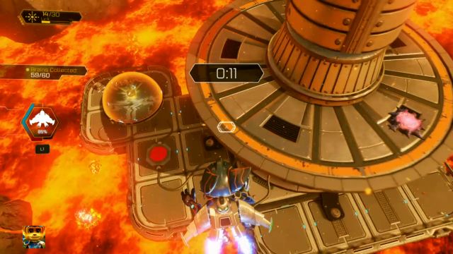 Widoczna za barierą Złota Śrubka. - Ratchet & Clank: Złote Śrubki/Gold Bolt - lista, wszystkie śrubki - Ratchet & Clank - poradnik do gry
