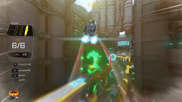 Zaznaczony na czerwono tunel, w którym znajduje się śrubka. - Ratchet & Clank: Złote Śrubki/Gold Bolt - lista, wszystkie śrubki - Ratchet & Clank - poradnik do gry