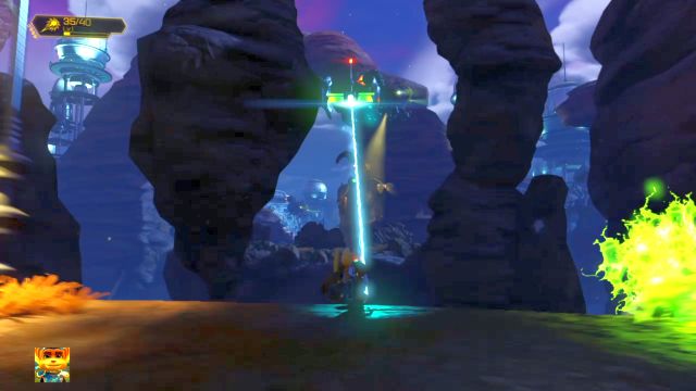 I kolejny etap huśtawkowy. - Ratchet & Clank: Planeta Veldin - solucja, opis przejścia, wszystkie zadania - Ratchet & Clank - poradnik do gry