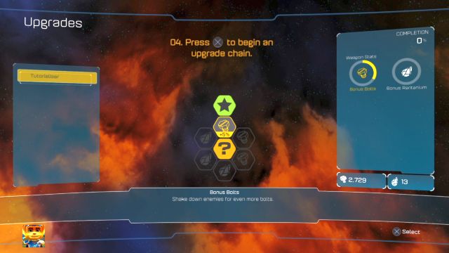 Gra wytłumaczy ci jak ulepszać broń. - Ratchet & Clank: Planeta Novalis - solucja, opis przejścia, wszystkie zadania - Ratchet & Clank - poradnik do gry