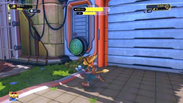 Przycisk aktywuje się... tłukąc w niego kluczem. - Ratchet & Clank: Planeta Kerwan - solucja, opis przejścia, wszystkie zadania - Ratchet & Clank - poradnik do gry