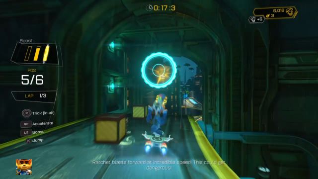Złota Śrubka znajduje się na podwyższonej części trasy. - Ratchet & Clank: Planeta Rilgar - solucja, opis przejścia, wszystkie zadania - Ratchet & Clank - poradnik do gry