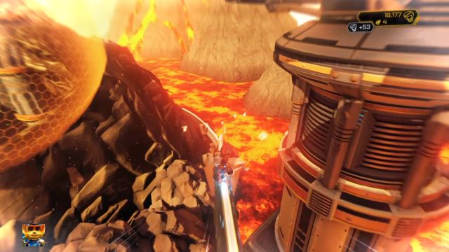 Nowy gadżet pozwala na ślizganie się po poręczach. - Ratchet & Clank: Planeta Gaspar - solucja, opis przejścia, wszystkie zadania - Ratchet & Clank - poradnik do gry